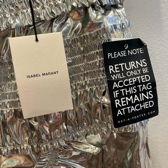 NWT Isabel Marant Silver Metallic mini skirt ruffle cotton size 34 FR 20753332 - Picture 13 of 16